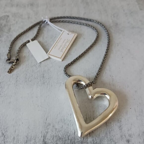 Shablool Israel Floating Heart Electroform St Slv 925 Pendant w Popcorn necklace - Picture 2 of 16